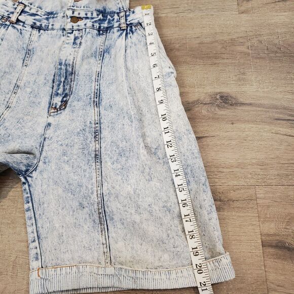 Vtg 80s G Pellini Acid Wash High Rise Pleated Denim Overalls Shortalls Mom Jeans - Picture 10 of 16